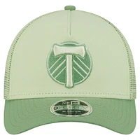 Casquette de camionneur ajustable 9FORTY A-Frame verte des Portland Timbers pour homme de New Era