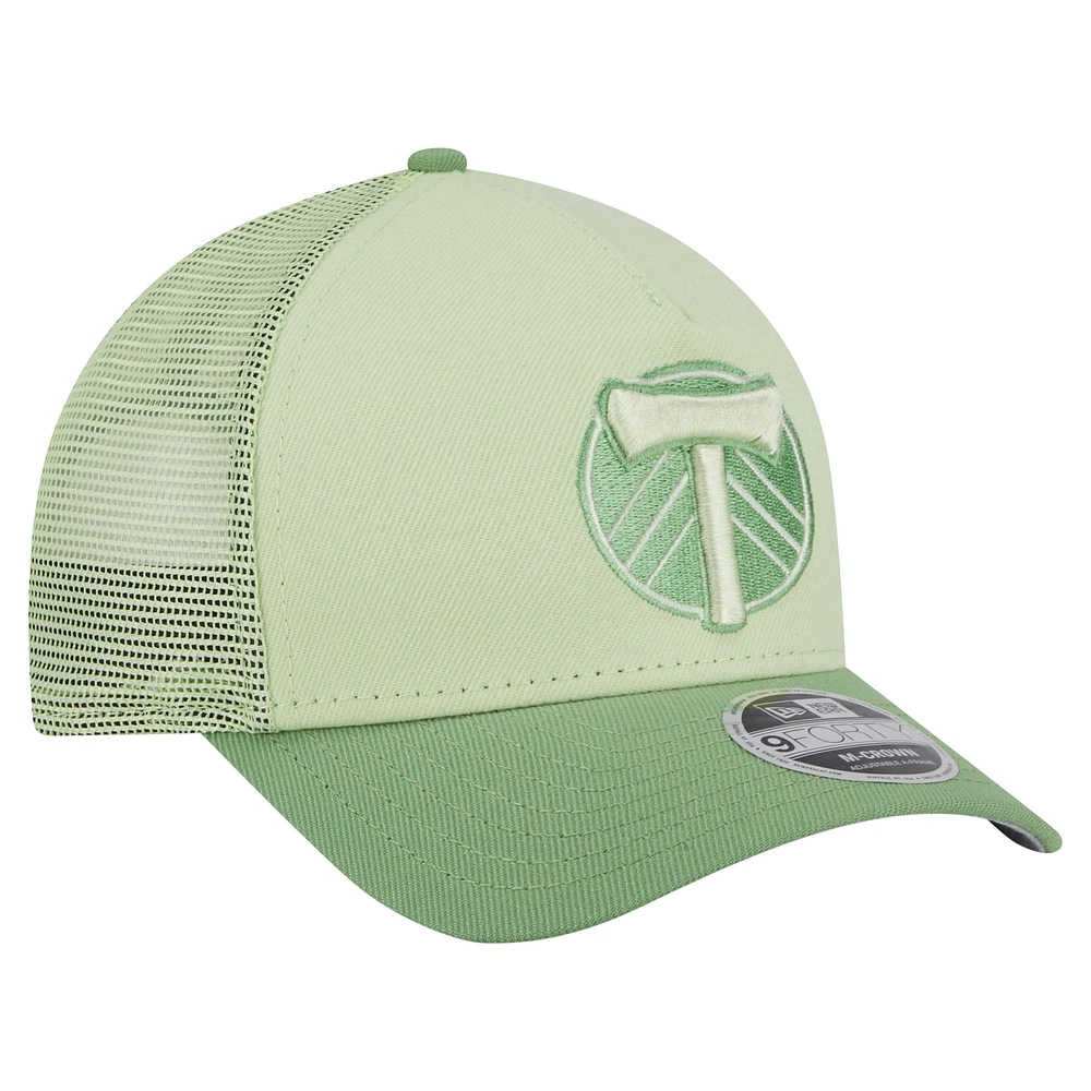 Casquette de camionneur ajustable 9FORTY A-Frame verte des Portland Timbers pour homme de New Era