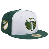 Casquette ajustée 59FIFTY New Era pour hommes, blanc/vert, Portland Timbers 2024 Kick Off Collection