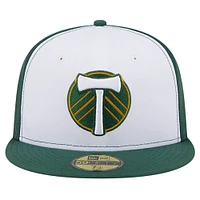 Casquette ajustée 59FIFTY New Era pour hommes, blanc/vert, Portland Timbers 2024 Kick Off Collection