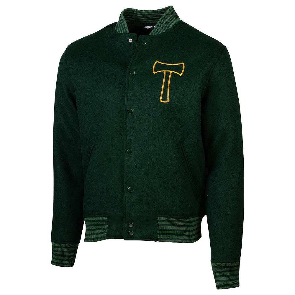 Men's Sport Design Sweden  Green Portland Timbers 2025 Jersey Hook Full-Snap Wool Varsity Jacket