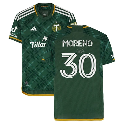 Santiago Moreno Portland Timbers Autographed Match-Used #30 Green adidas Jersey from the 2024 MLS Season - Size S