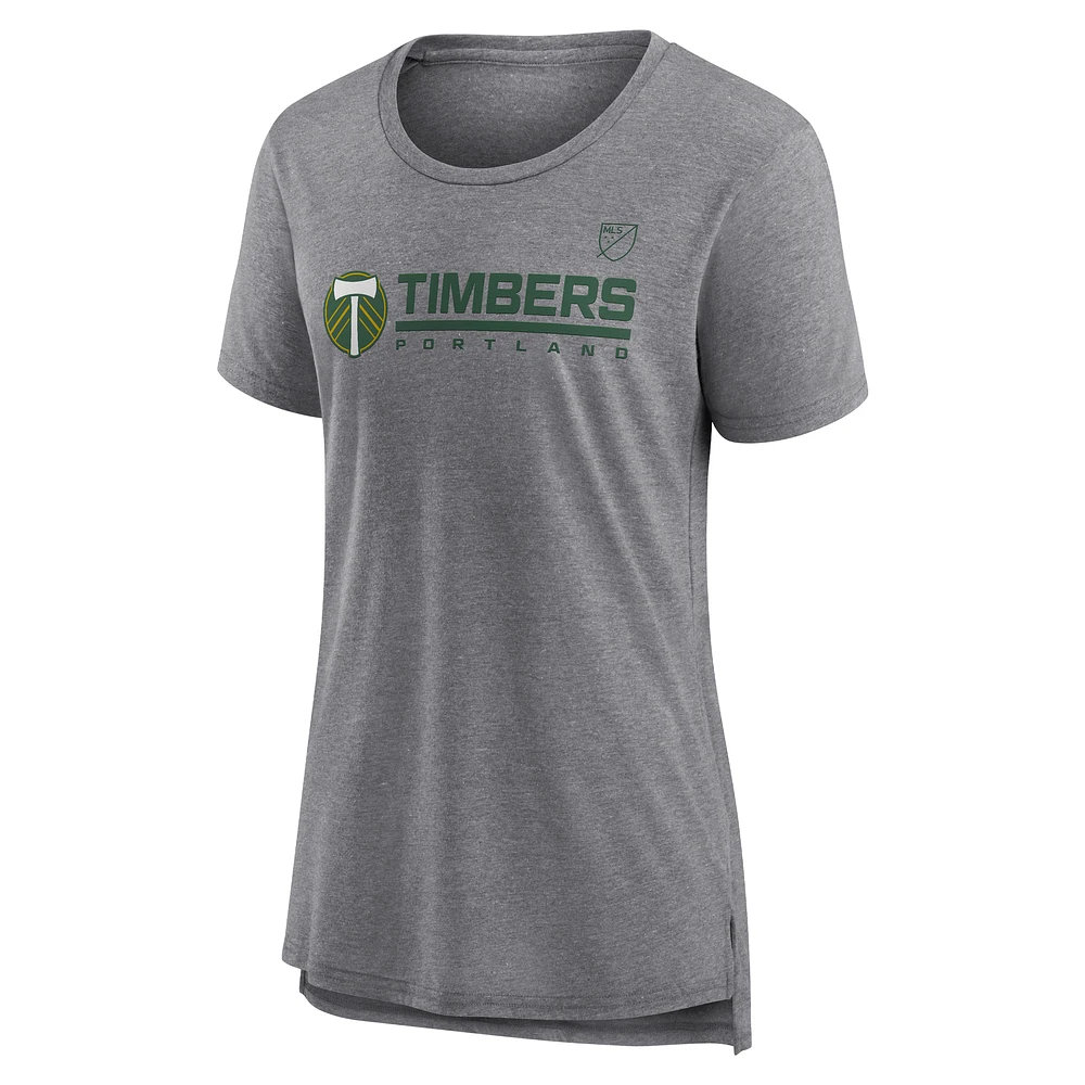 T-shirt tri-blend de gardien but gris chiné Fanatics pour femme des Portland Timbers