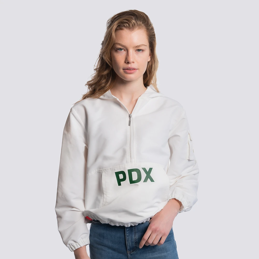 Veste à capuche demi-zip Paige blanche Lusso pour femme des Portland Timbers