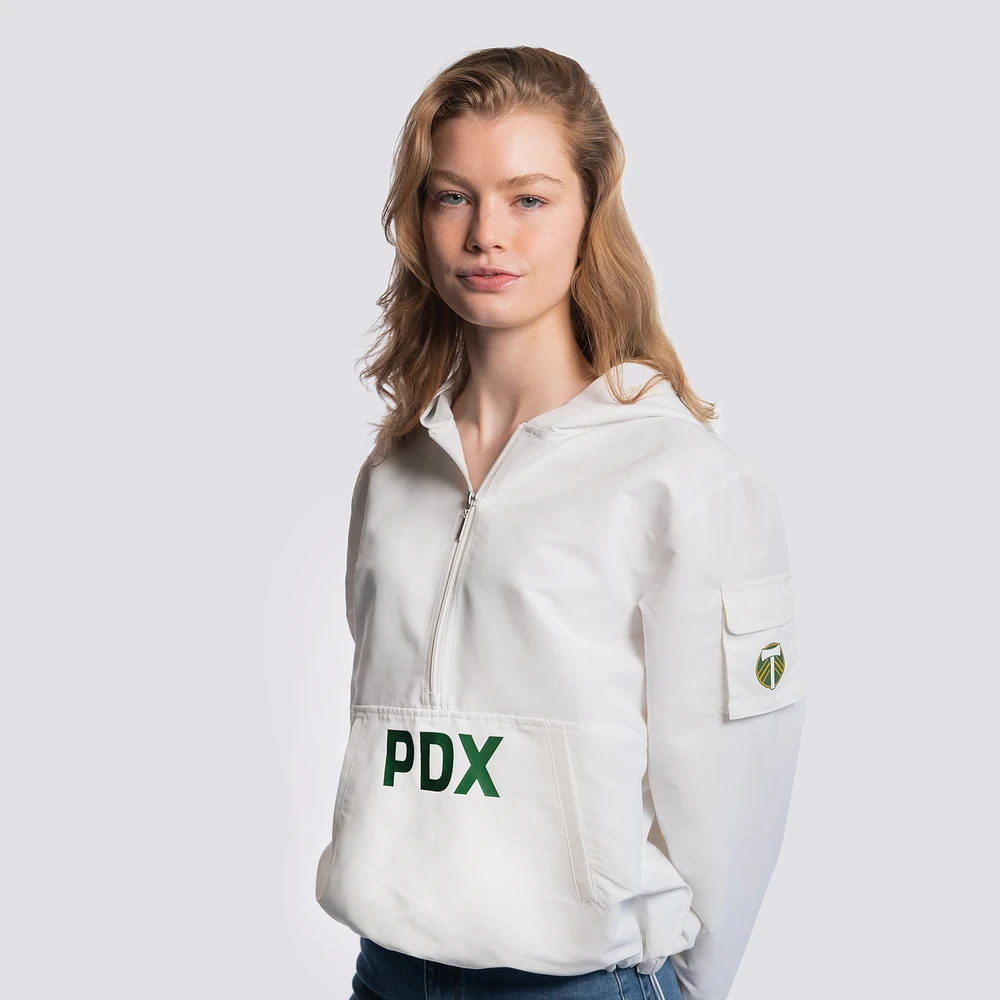 Veste à capuche demi-zip Paige blanche Lusso pour femme des Portland Timbers