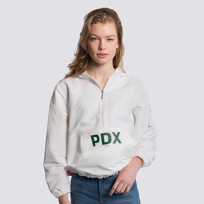 Veste à capuche demi-zip Paige blanche Lusso pour femme des Portland Timbers