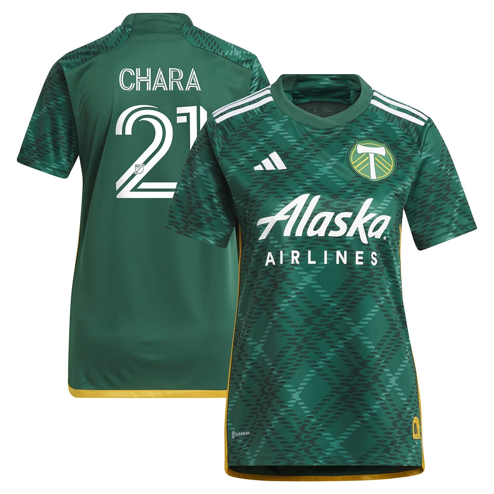 Women's adidas Diego Chara Green Portland Timbers 2023 Plaid Kit Replica Jersey