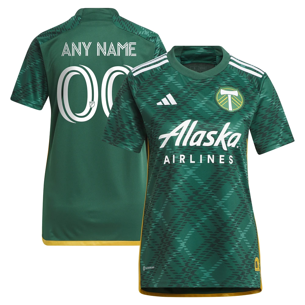 Maillot réplique personnalisé Portland Timbers 2023 Plaid Kit adidas vert pour femme