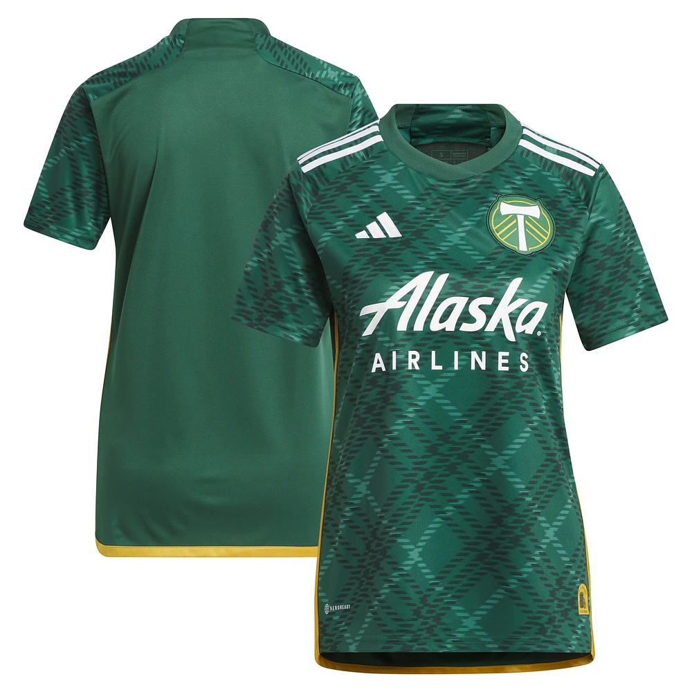 Women's adidas Green Portland Timbers 2023 Plaid Kit Replica Jersey