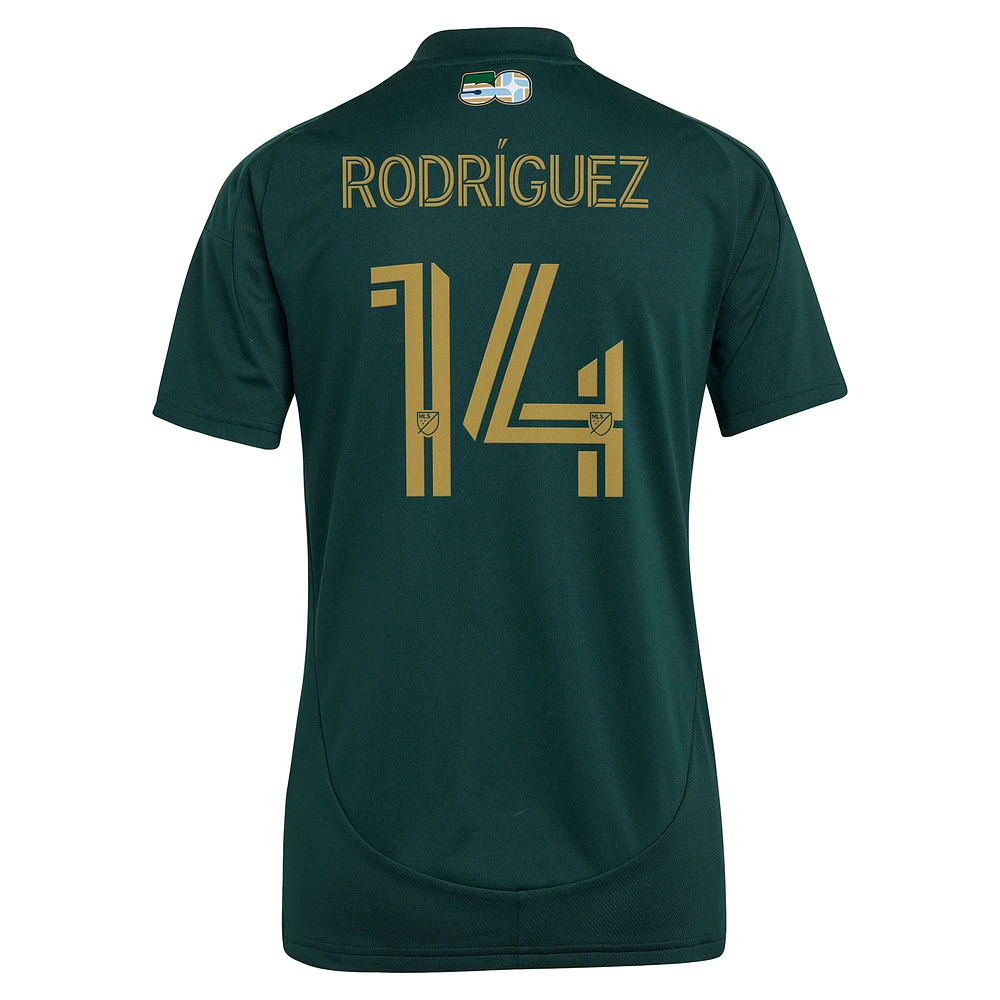 Women's adidas Jonathan Rodríguez Green Portland Timbers 2025 Forever & Gold Replica Player Jersey
