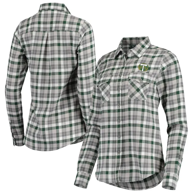 Men's Green Bay Packers Antigua Green/Gray Stance Flannel Button