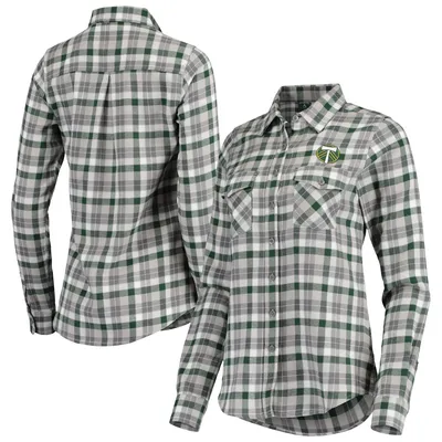 Men's Antigua Black/Gray Pittsburgh Steelers Ease Flannel Long Sleeve Button-Up Shirt