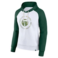 Women's Fanatics White/Green Portland Timbers Instep Raglan Pullover Hoodie