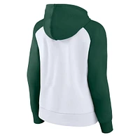 Women's Fanatics White/Green Portland Timbers Instep Raglan Pullover Hoodie