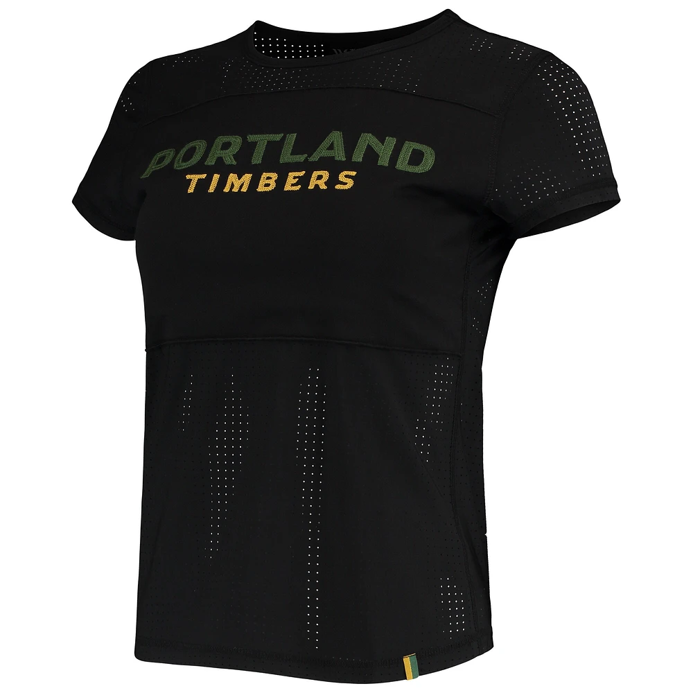 T-shirt The Wild Collective Portland Timbers en maille noire pour femme