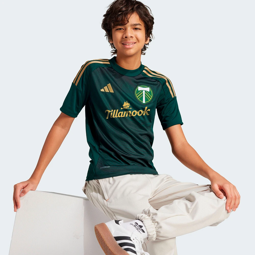 Youth adidas  Green Portland Timbers 2025 Forever & Gold Replica Jersey