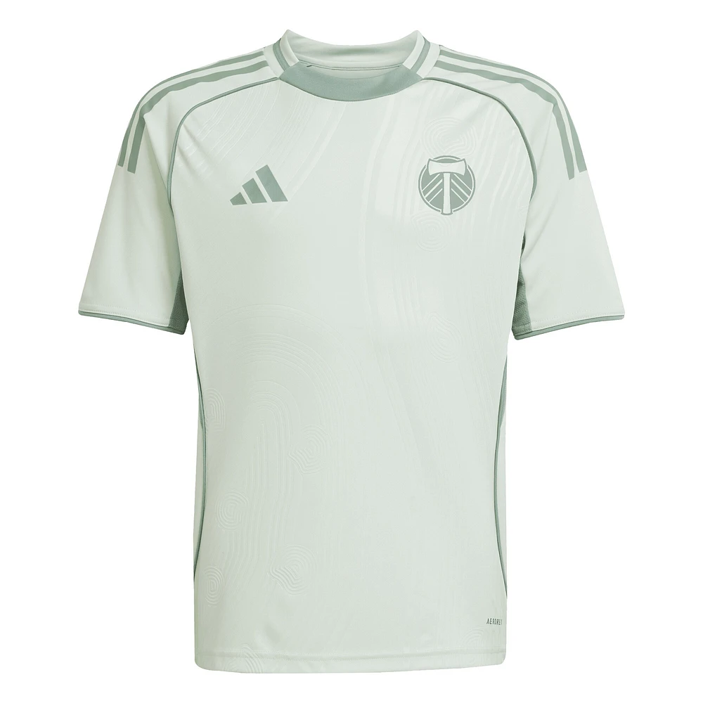 Haut d'avant-match adidas vert clair Portland Timbers 2025 One Planet pour jeunes