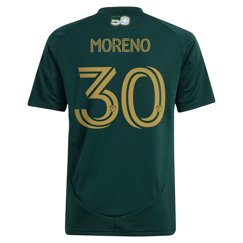 Youth adidas Santiago Moreno Green Portland Timbers 2025 Forever & Gold Replica Player Jersey