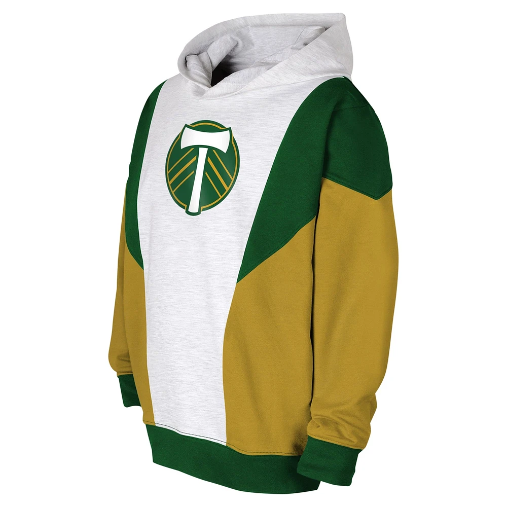 Youth Ash/Green Portland Timbers Champion League Fleece Pullover Hoodie