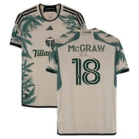 Zac McGraw Portland Timbers Autographed Match-Used #18 Tan adidas Jersey from the 2024 MLS Season - Size L