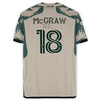 Zac McGraw Portland Timbers Autographed Match-Used #18 Tan adidas Jersey from the 2024 MLS Season - Size L