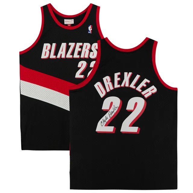 Lids Clyde Drexler Portland Trail Blazers Mitchell & Ness Hardwood Classics  1991-92 Split Swingman Jersey - Red/Black