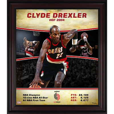 Clyde Drexler Portland Trail Blazers Framed 15" x 17" Hardwood Classics Player Collage