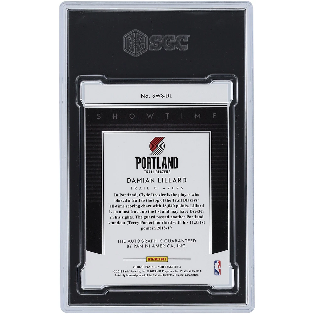 Damian Lillard Portland Trail Blazers Autographed 2018-19 Panini Noir Showtime #SWS-DL #59/99 SGC Authenticated 9/10 Card