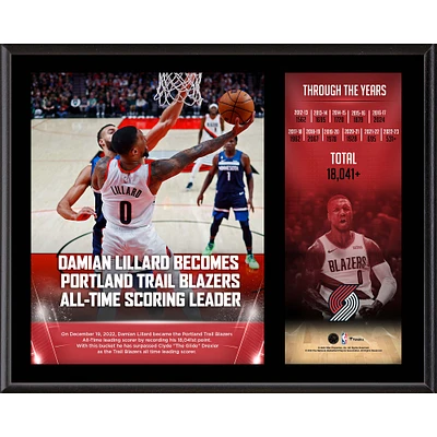 Fanatics Authentic Damian Lillard Portland Trail Blazers 12" x 15" Franchise All-Time Scoring Leader Sublimated Plaque