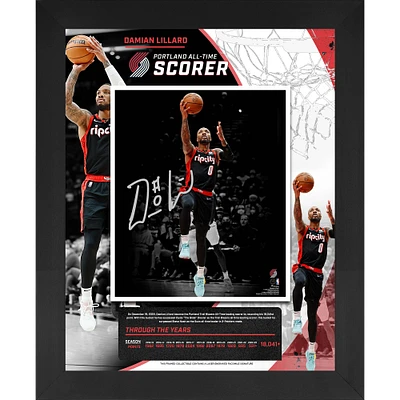 Fanatics Authentic Damian Lillard Portland Trail Blazers Framed 16'' x 20'' Franchise History All-Time Scoring Leader Floating Photo Collage
