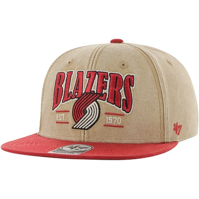 Men's '47 Khaki/Red Portland Trail Blazers Chilmark Captain Snapback Hat