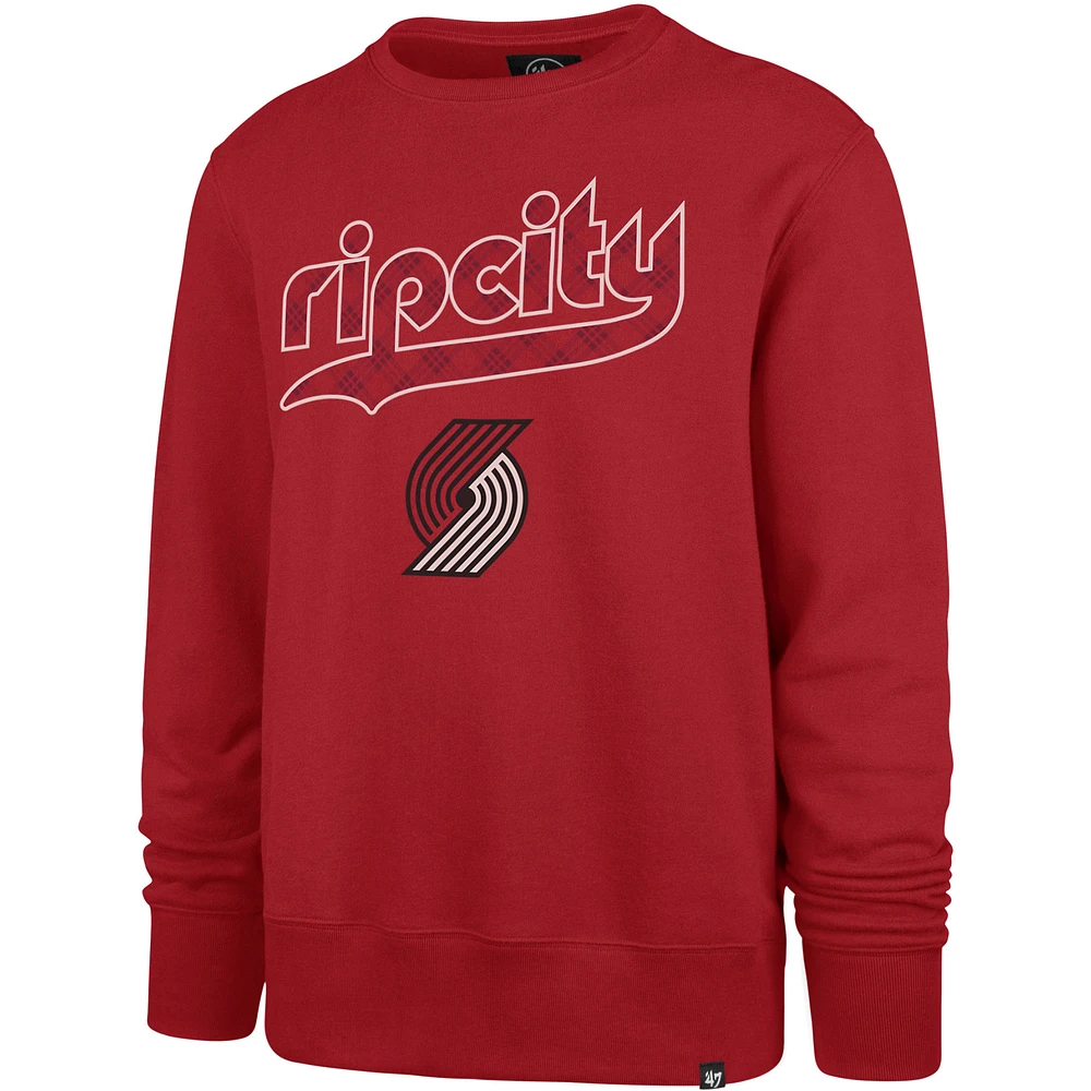 Men's '47 Red Portland Trail Blazers 2023/24 City Edition Postgame Headline Crew Pullover Sweatshirt