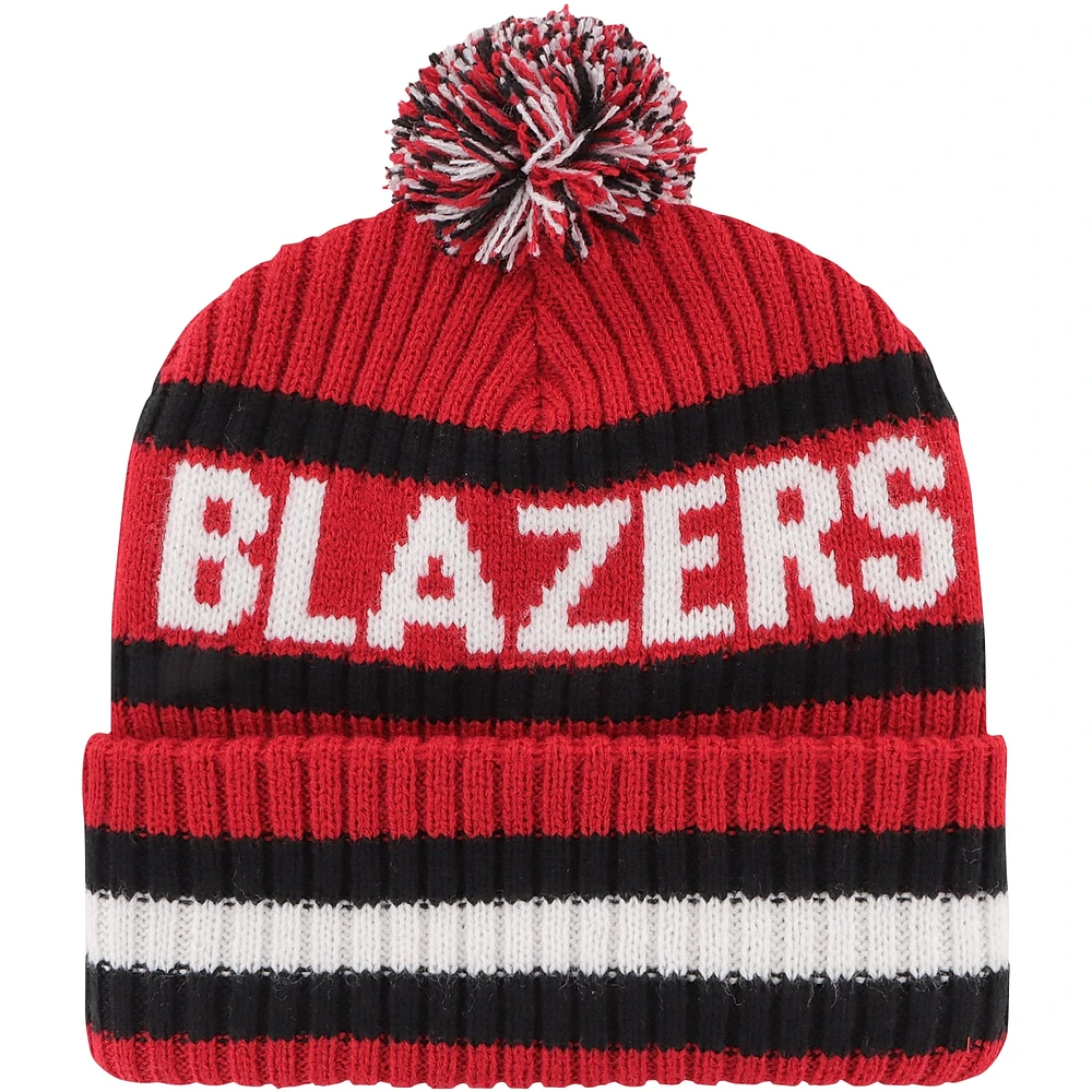 Bonnet en tricot à revers Bering '47 Portland Trail Blazers rouge pour hommes avec pompon