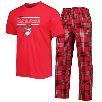 Portland Trail Blazers Concepts Sport Badge T-Shirt & Pajama Pants Sleep Set - Red/Black