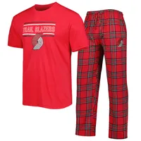 Portland Trail Blazers Concepts Sport Badge T-Shirt & Pajama Pants Sleep Set - Red/Black