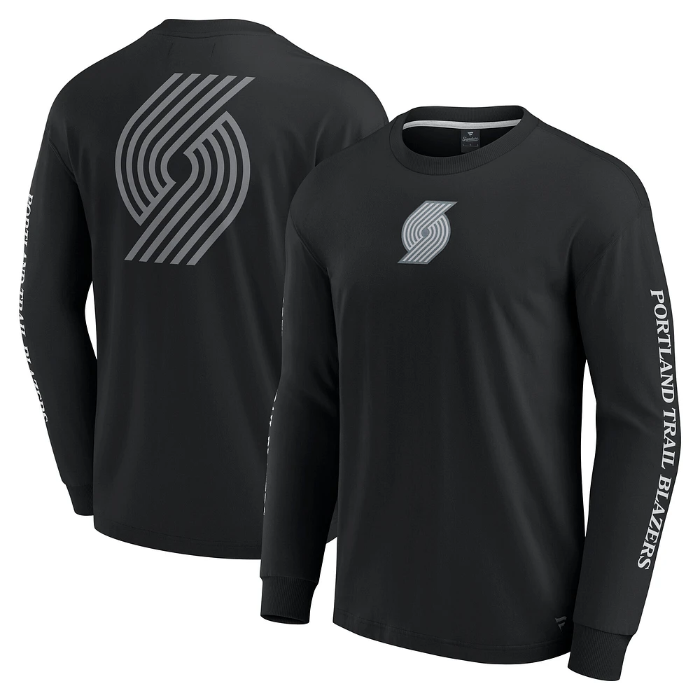 T-shirt à manches longues Fanatics noir Portland Trail Blazers Elements Strive pour homme