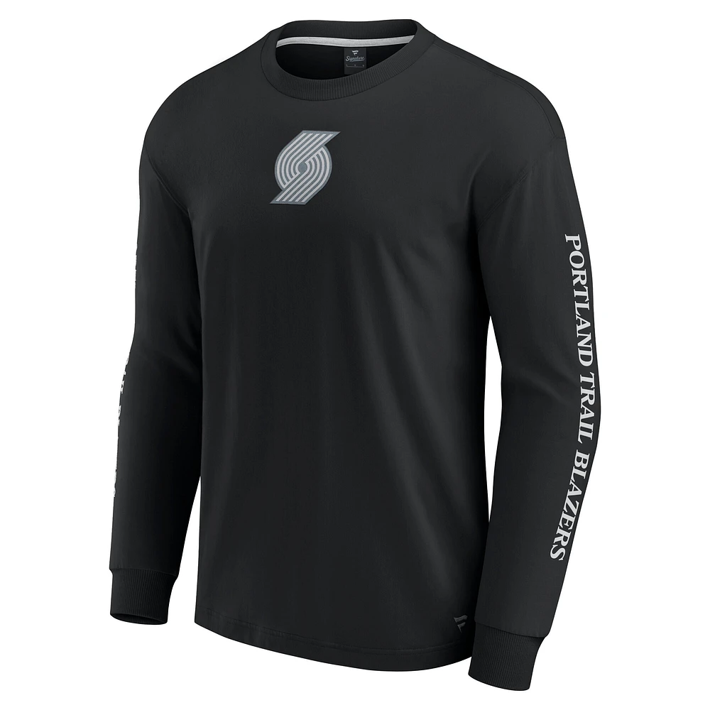 Men's Fanatics Black Portland Trail Blazers Elements Strive Long Sleeve T-Shirt