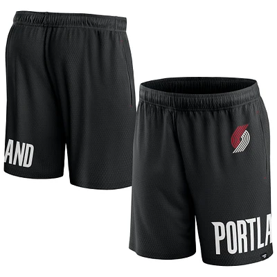 Short en maille à lancer franc Portland Trail Blazers Fanatics noir pour hommes