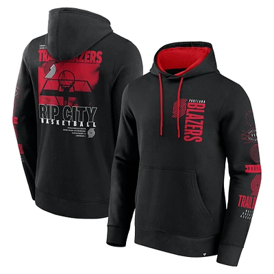 Sweat à capuche noir Fanatics pour homme avec logo croisé des Portland Trail Blazers Game Time