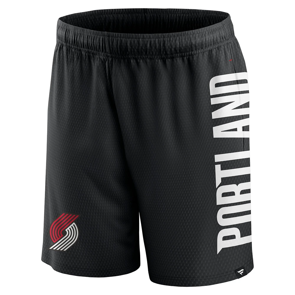 Men's Fanatics Black Portland Trail Blazers Post Up Mesh Shorts