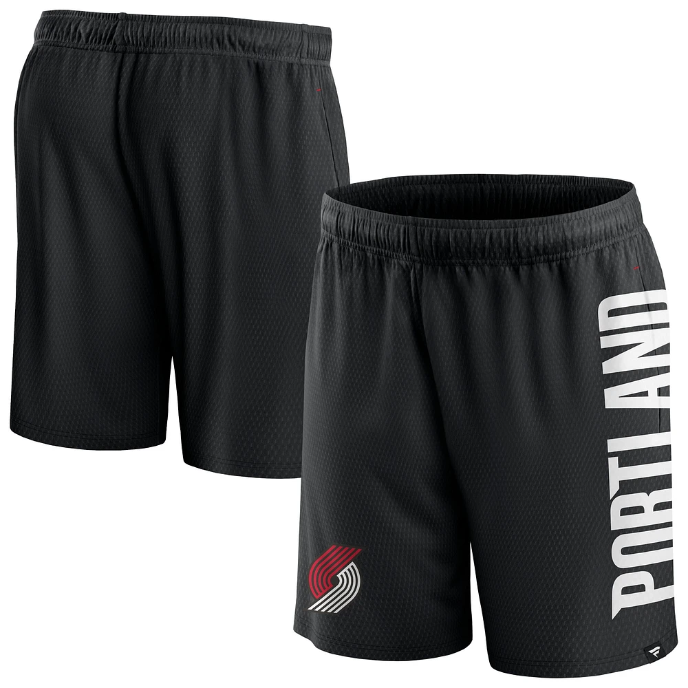 Short en maille Post Up Portland Trail Blazers Fanatics noir pour hommes