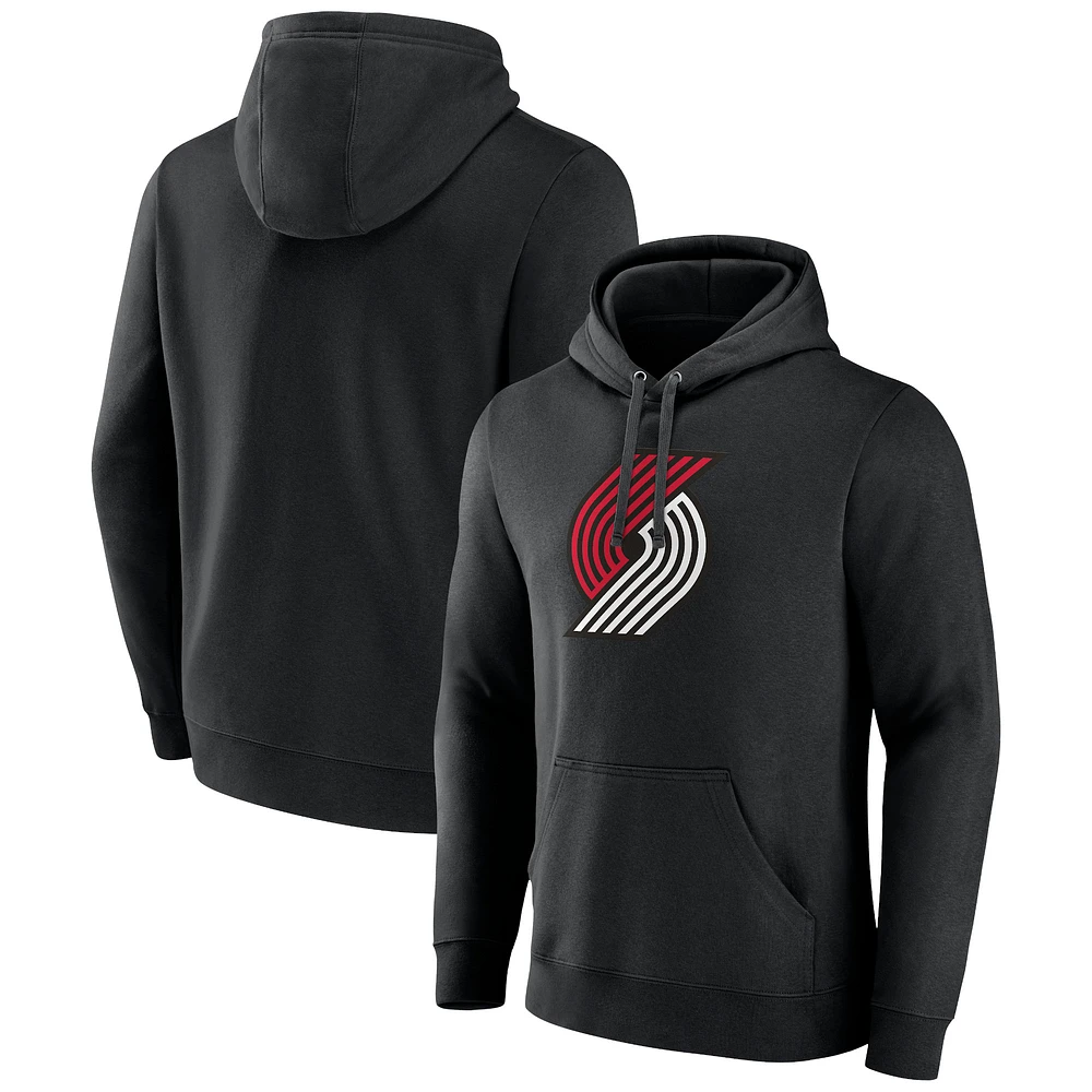 Sweat à capuche noir avec logo principal des Portland Trail Blazers Fanatics pour hommes