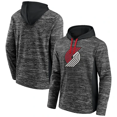 Men's Fanatics Charcoal Portland Trail Blazers Instant Replay Colorblock - Pullover Hoodie