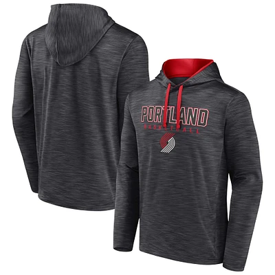 Men's Fanatics Heather Charcoal Portland Trail Blazers Fast Break Pullover Hoodie