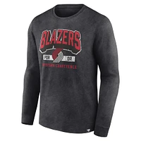 Men's Fanatics Heather Charcoal Portland Trail Blazers Front Court Press Snow Wash Long Sleeve T-Shirt