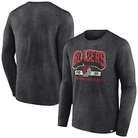 Men's Fanatics Heather Charcoal Portland Trail Blazers Front Court Press Snow Wash Long Sleeve T-Shirt