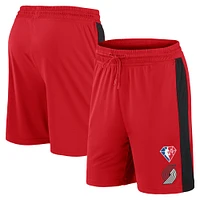 Short d'entraînement de performance du centre-ville 75e anniversaire des Portland Trail Blazers Fanatics rouge pour hommes