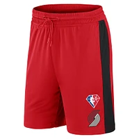 Short d'entraînement de performance du centre-ville 75e anniversaire des Portland Trail Blazers Fanatics rouge pour hommes