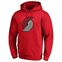 Men's Fanatics Red Portland Trail Blazers Icon Primary Logo Fitted Pullover Hoodie