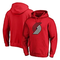 Men's Fanatics Red Portland Trail Blazers Icon Primary Logo Fitted Pullover Hoodie